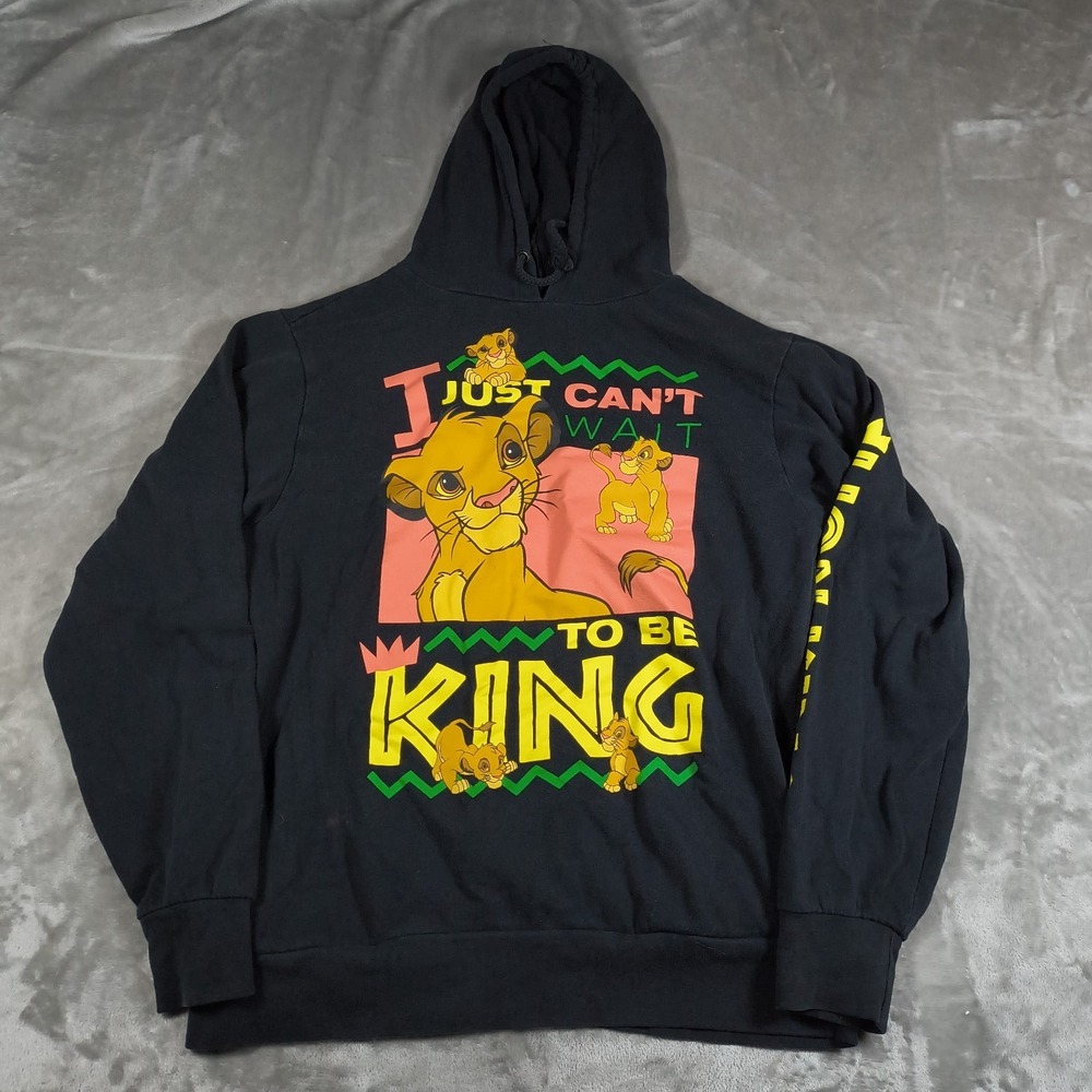 Vintage Disney Lion King Simba Hoodie Mens Large I Just Cant Wait To Be King 90s